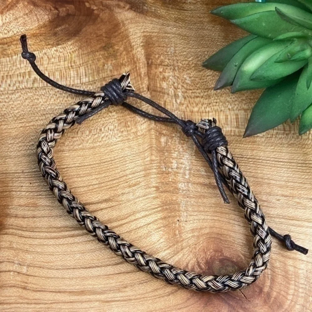 Mens Bracelets Bundle Adjustable Leather and Hemp Matte Onyx Stone Beads